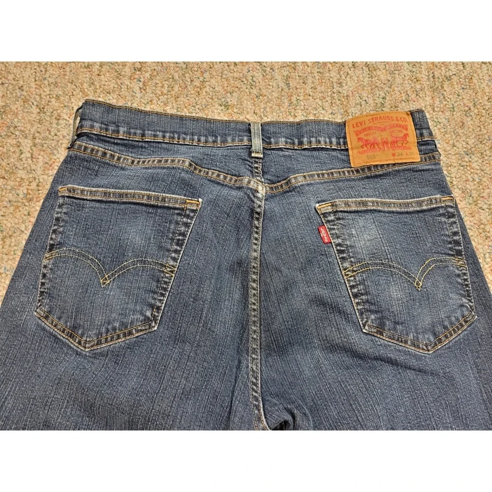 Levis 505 Straight Leg Jeans Mens 34x30 Blue Denim Classic Casual‎ Zipper Fly